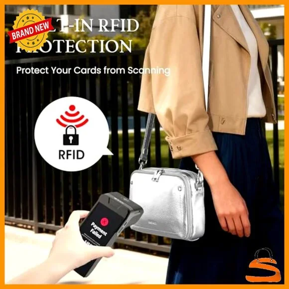 Genuine Leather Crossbody Bag with RFID Wallet, Adjustable Strap - Picture 3 of 7